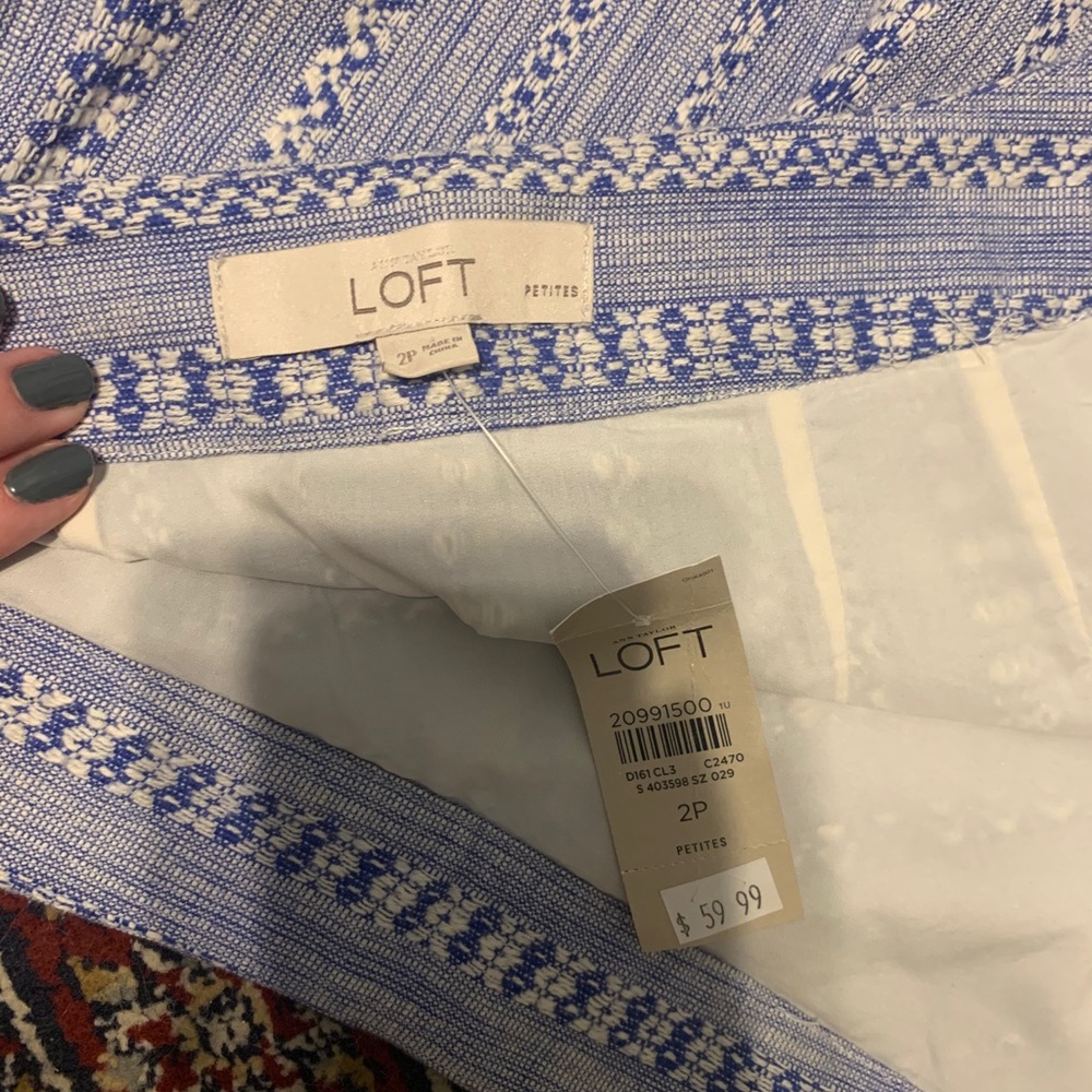 Loft White and Blue Pencil Skirt - Picture 5 of 8